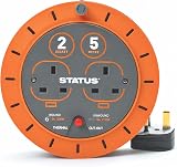 Status Double Socket Cassette Reel 5m Orange 10A Indoor Power Tools DIY