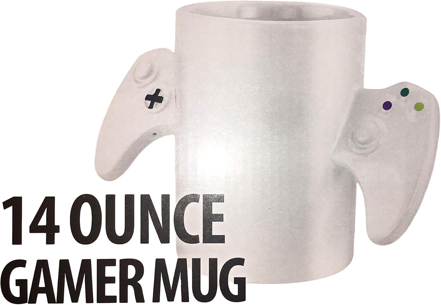 Gamer Mug 14 Ounces Gaming Controller Novelty Coffee Mug White With Gaming Handles