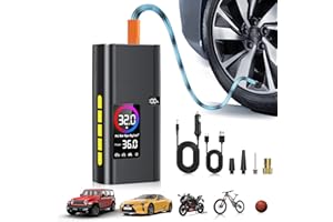 AIPOWAY 180psi Tire Inflator Portable Air Compressor,26000mah Air Pump For Car Tires,5x Fast Bicycle Pump With Digital Lcd Pressure Gauge/Led Light/Power Bank, Bike, Motorcycle, Ball-1pcs