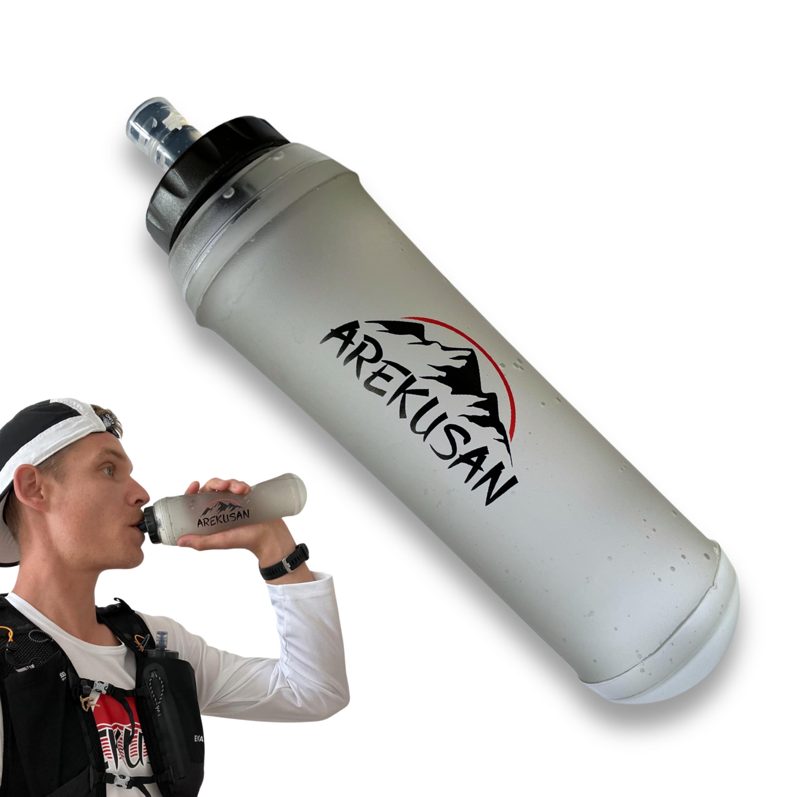 500 ml TPU Foldable Sports Water Bottle, Soft Flask, Water Bottle, BPA-Free, Tasteless, Sports Bottle for Hydration Backpack Cycling, Hiking, Jogging, Trekking, Camping, Outdoor and Climbing Hydration