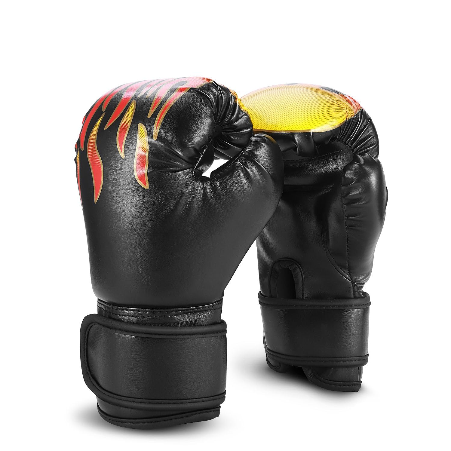 Flexzion Boxing Gloves for Kids 4oz - Black Training Punching Bag Mitts, Kid Boxing Gloves with Faux Leather & Wrap-Around Wrist Protection for Boys & Girls Ages 3-8 Years