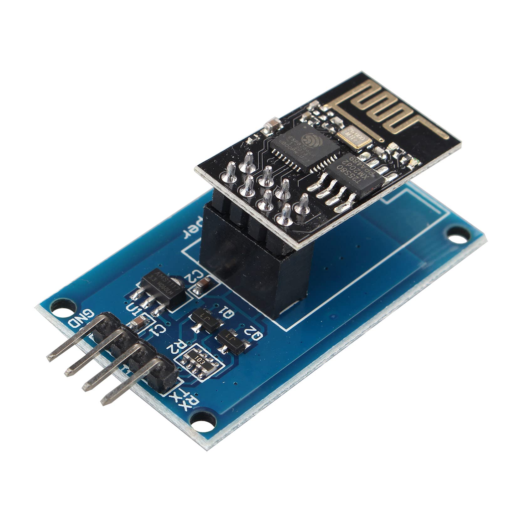 Jopto ESP8266 ESP-01 Wi-Fi Wireless Transceiver Serial Adapter Module Board 3.3V 5V ESP01 ESP-01 Adapter with ESP-01 Board Compatible with Arduino