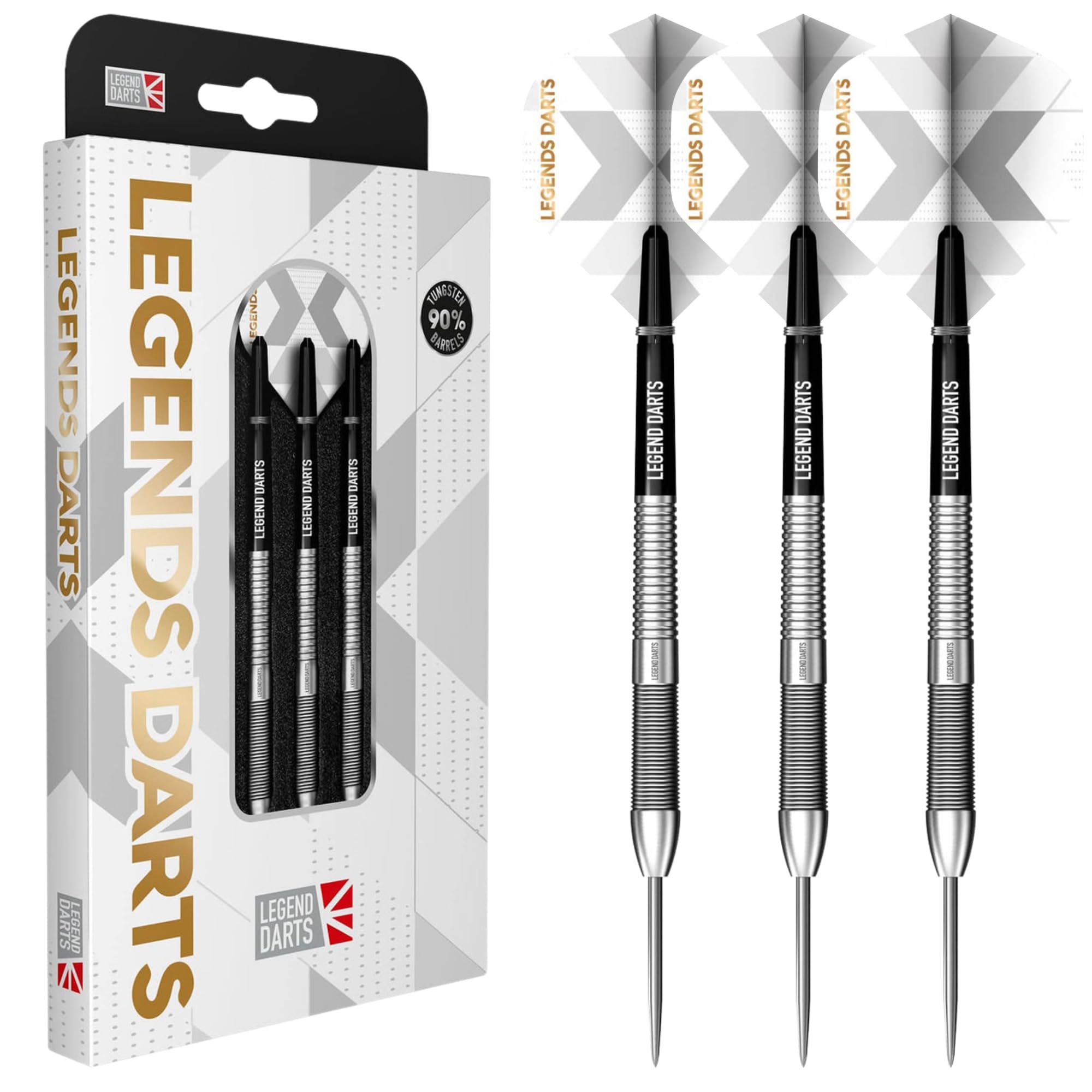 Legend Darts | Steel Tip Darts Set | 90% Tungsten | Pro Series | V36 | Slim Ring. Multiple Weights Available. (21, Grams)