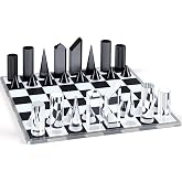 VioraWhite Acrylic Chess Set, 11.8" Modern Chess Board for Adults | Geometric Pieces, Black White Transparent Design, Table Game and Decor, Clear Acrylic Material, Large Size Board