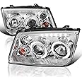 Spec-D Tuning LED + Halo Projector Headlights Compatible with 1999-2005 VW Jetta/Bora Mk4, Left + Right Pair Headlamps Assembly