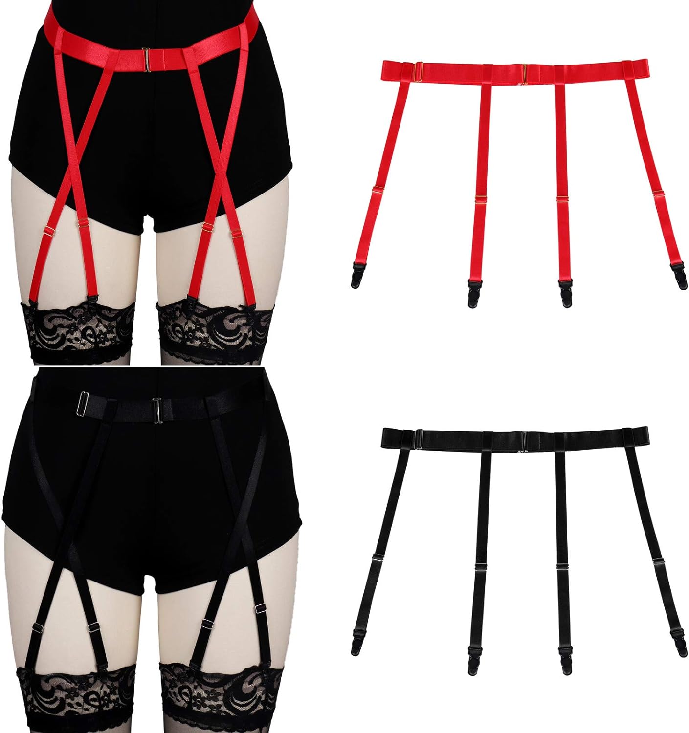 2 Pieces Women's Leg Garter Belts Caged Thigh Harness Body Belt