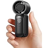 Gaiatop Portable Handheld Mini Fan, 6 Speeds 16900 RPM High Velocity Personal Fan with LED Display, USB Rechargeable, Mini Fan with Lanyard for Makeup, Travel, Outdoor, Gift for Women Girl, Black
