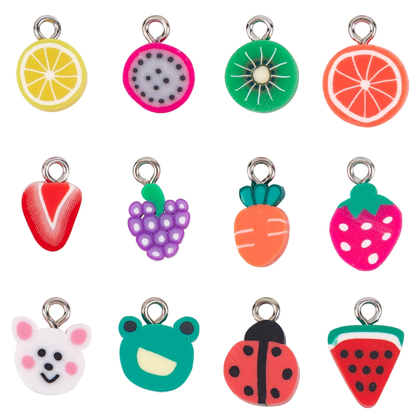 NBEADS 180 Pcs Polymer Clay Beads, Mixed Fruit Shapes for Jewelry Making, Unisex