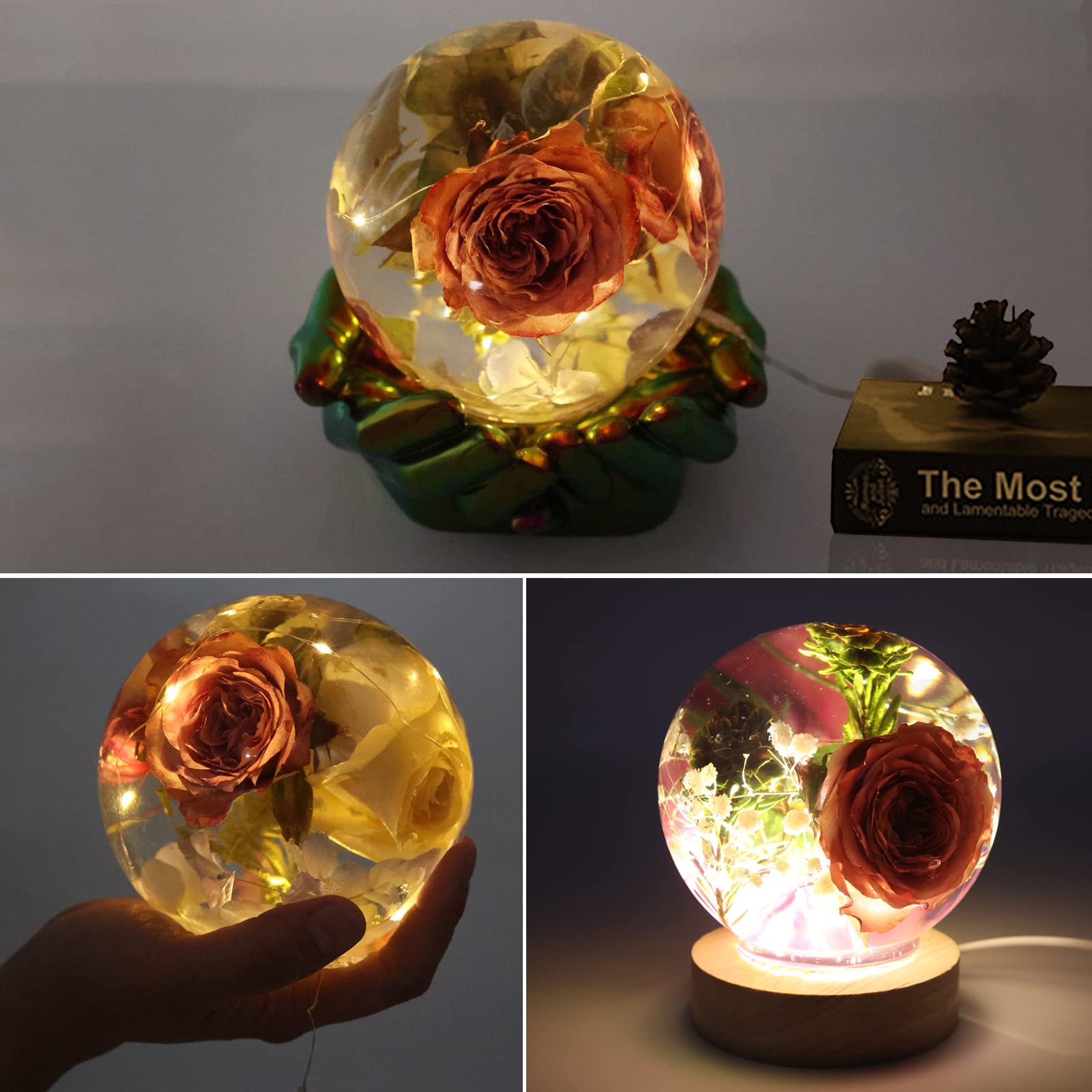 2Pcs Large Sphere Resin Molds,4.7'' & 4'' Crystal Ball Silicone Resina Molds for Flowers Preservation,Seamless Orb Epoxy Resin Moulds for DIY Resin Art Candle Soap Making Home Decor