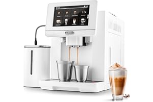 Zulay Kitchen Magia Super Automatic Espresso Machine with Grinder - Espresso Maker with Milk Frother & Insulated Milk Container- Cappuccino & Latte Machine - Touch Screen, 19 Recipes, 10 Profiles