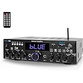 Pyle Wireless Bluetooth Home Stereo Amplifier-Multi-Channel 200W Power Amplifier Home Audio Receiver System w/Optical/Phono/C