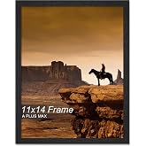 A PLUS MAX 11x14 Picture Frame Black Light Weight Wall Mount | 11 x 14 Inch Black Wood-grain Engineered Wood Material Frame for 11by14 Rectangular Photo Poster - 1 Pack/Black/11x14