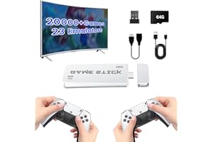 CWZZ Wireless Retro Game Console 2025 Upgraded 4K Game Stick with Built-in 23 Emulators 20,000+ Games and Dual 2.4G Wireless Controllers, Plug and Retro Play Video Games for TV