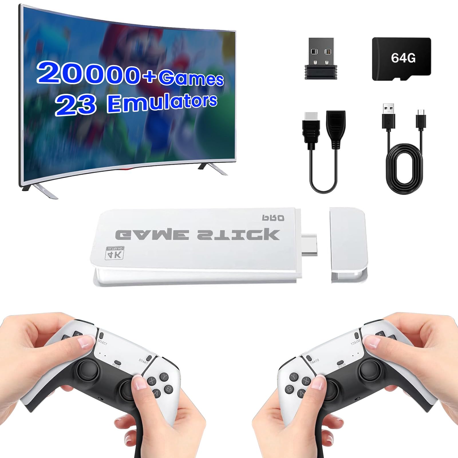 Photo 1 of *UNTESTED*
Wireless Retro Game Console 2025 Upgraded 4K Game Stick with Built-in 23 Emulators 20,000+ Games and Dual 2.4G Wireless Controllers, Plug and Retro Play Video Games for TV