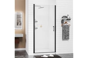 Kosmonia 36"-37"Wx72"H Frameless Pivot Shower Door, 1/4" Tempered Glass&Shatter Proof Film, Stainless Steel Hardware & Easy Clean Coating,Magnetic Seals Water Prevention&Reversible Installation Matte