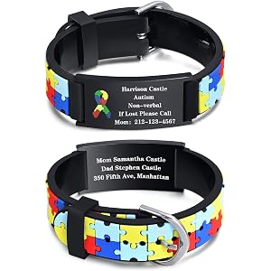 Gamtic Personalized Medical Alert Bracelet for Kids Customized Children Silicone Stainless Steel Bracelets Waterproof Engrave