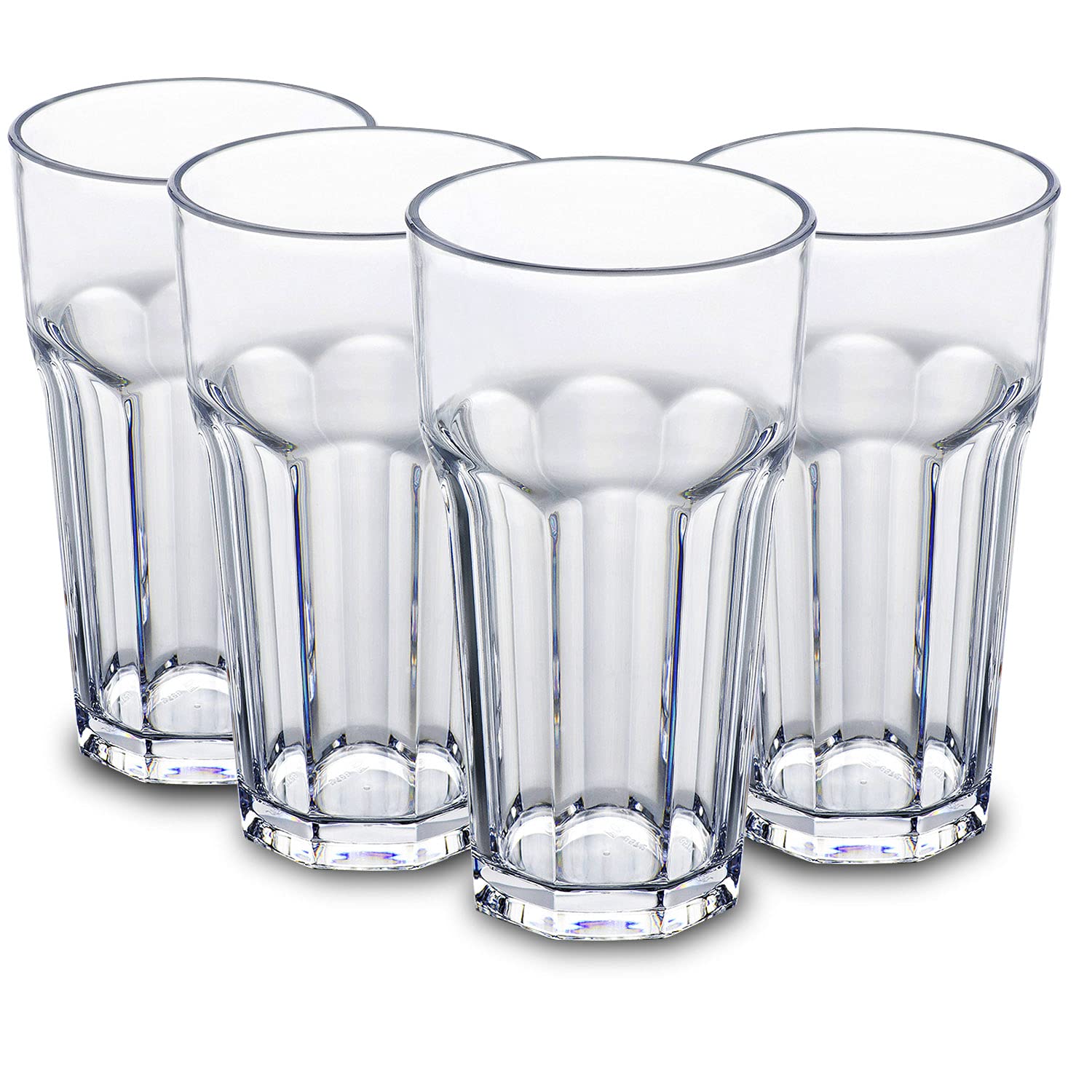 YINJOYI 410ml Clear Plastic Cups Tumblers Highball Drinking Glasses Tall Water Beakers Reusable Glassware Picnic Drinkware