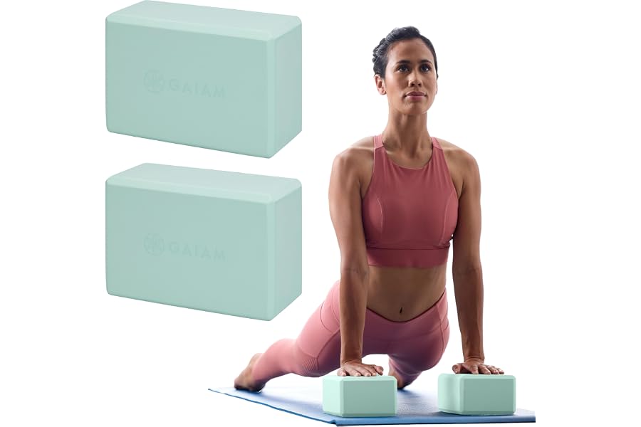 Gaiam Yoga Block - Supportive Latex-Free Eva Foam - Soft Non-Slip Surface with Beveled Edges for Yoga, Pilates, Meditation