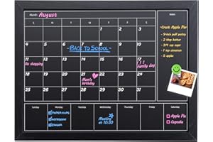 Aitakatta 3-in-1 Chalkboard Calendar for Wall, Magnetic Monthly & Weekly Calendar, Blackboard for Wall with Black Wood Frame,