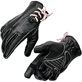 Milwaukee Leather MG7772 Women's Black/Fuchsia ’I - Touchscreen Compatible’ Laced Wrist Motorcycle Hand Gloves W/Gel Palm