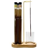 Moocervi Glass Incense Holder, 2 in1 Incense Sticks Burner Holder with Storage,Hang Upside Down Incense Holder for Sticks with Glass Ash Catcher for Meditation Yoga Spa Room Decor