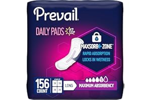Prevail Incontinence Bladder Control Pads for Women, Maximum Absorbency, Long Length, 39 Count (Pack of 4)