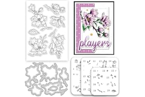ACRNIGHEET Flowers Clear Stamps and Dies for Card Making Layering Coloring Stencil Set Metal Cutting Die Magnolia Floral Template for Album Paper Scrapbooking DIY Embossing Crafting Supplies