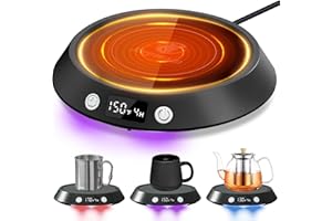 Kepwam Coffee Mug Warmer - 55W Electric Coffee Warmer for Desk 3 Temp Settings & 2-9 Timer Smart Cup Warmer for Desk Candle Warmer Plate with LED Lights Beverage Tea Milk Warmer for Home & Office
