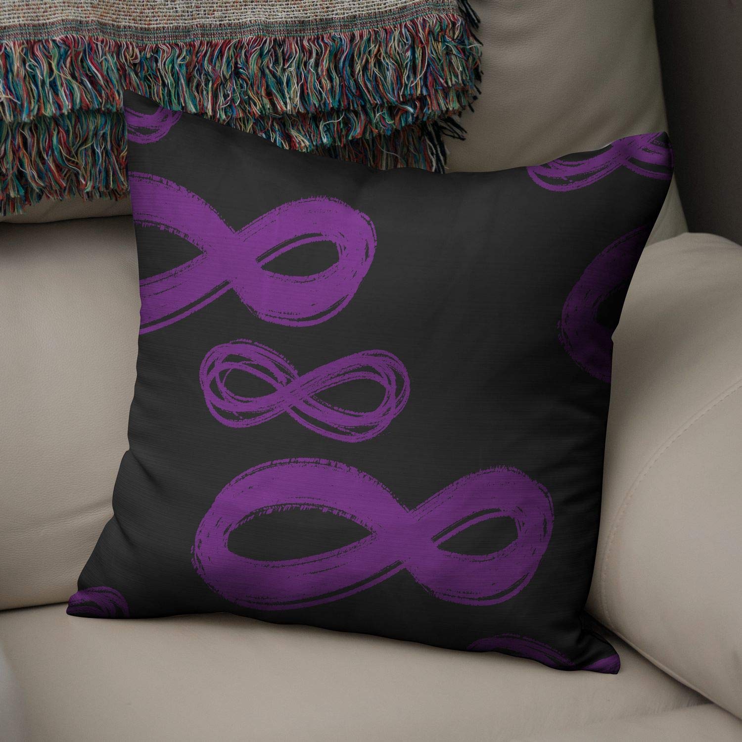 Bonamaison Decorative Cushion Cover, Polycotton, Purple, Standard