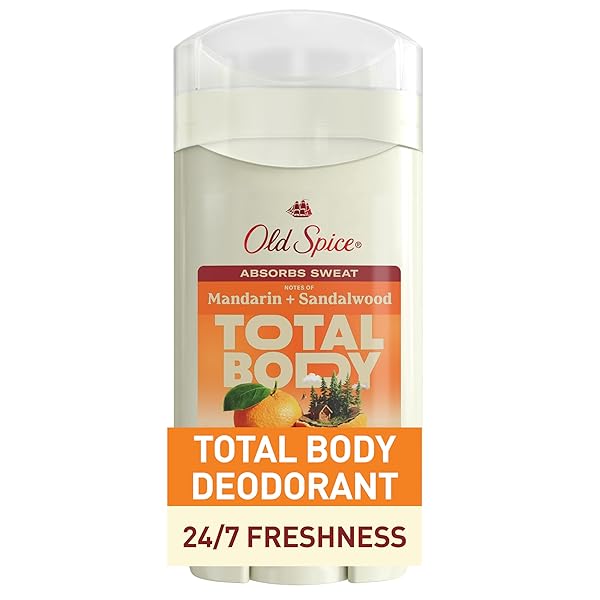 OLD SPICE WHOLE BODY DEODORANT STICK FOR MEN, ALUMINUM FREE, MANDARIN + SANDALWOOD SCENT, 24/7 ODOR PROTECTION, 24/7 FRESHNESS, DERMATOLOGIST TESTED, GENTLE ON SKIN, SAFE TO USE ALL OVER, 3.0 OZ