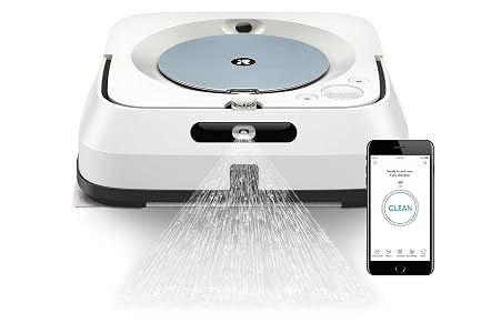 iRobot Braava m6134: Robot fregasuelos con WiFi, pulverizador a presión y navegación Superior Áreas Grandes, Friega y Pasa la mopa Recarga y reanudación automática programable por App, Blanco