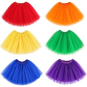 MehelloFeather 6Pcs Womens Tutu Skirts 5 Layers Tulle for Halloween Costumes Themed Parties
