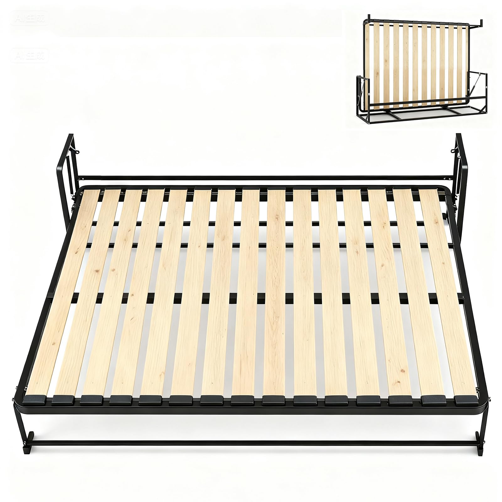 Photo 1 of TooCust Horizontal Murphy Wall Bed Frame Queen Size with Two-Stage Deluxe Gas Spring - DIY Free Standing Folding Bed Kit