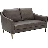 Amazon Brand – Rivet Alonzo Contemporary Leather Loveseat Sofa, 64"W, Grey