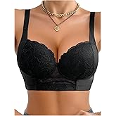 SweatyRocks Women's Push Up Lace Bras Full Coverage Soft Underwire Everyday Bra