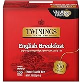 Twinings English Breakfast Black Tea Individually Wrapped Bags, 100 Count (Pack of 1), Smooth, Flavourful, and Robust, Caffeinated, Enjoy Hot or Iced, 100 Teabags