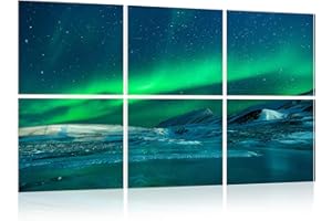 HLJ ART Acoustic Art Sound Absorbing Wall Panels: Sound Proofing Panels for Walls Recording Studio Acoustical Treatments Aurora Borealis Wall Decor for Living Room Office Bedroom,24"x24",Set of 6