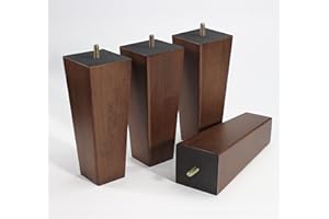 WEKIS Solid Wooden Furniture Legs 8 Inch, Natural Mid Century Brown Square Legs for Couch, Sofa, Cabinet, Bench, Bed - Set of 4