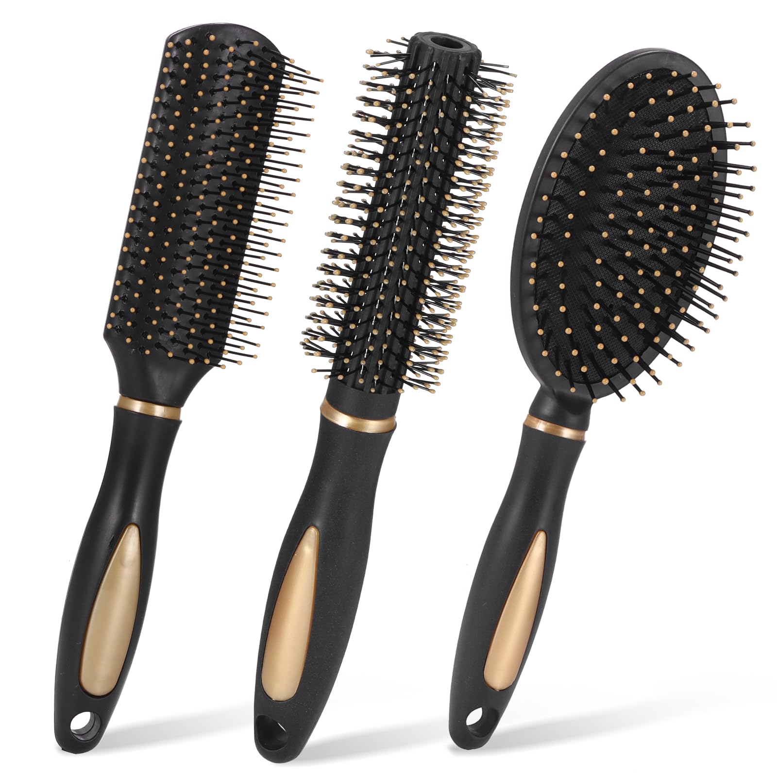 3-Piece WomenS Hairbrush Set, Round Hairbrush, Wet Hairbrush, Flat Brush, Home Hairdressing Tools, Blow Dryer Brush Hairdressing Tools For Creating And Smoothing Curly Or Wavy Hair