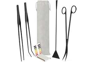 NEPTONION 6 in 1 Aquascaping Tool Kit with PH Tester, Black Steel Aquatic Landscaping Equipment Perfect to Create A Stunning 