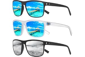 TURBOPEP Square Polarized Sunglasses for Men and Women Lightweight Frame Sun Glasses with UV Protection