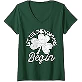 Womens Let The Shenanigans Begin St Patricks Day Men Women V-Neck T-Shirt