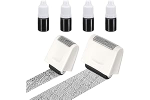 PATIKIL Identity Theft Protection Roller Stamp, 2Pcs 0.7/1.7" Confidential Roller Stamp Privacy ID Police Stamp Roller for Se