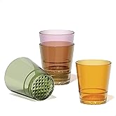 TOSSWARE RESERVE 12oz Stacking Double Old Fashioned - Diamond Base Color Series SET OF 4, Premium Quality, Tritan Dishwasher Safe & Heat Resistant Unbreakable Plastic Whiskey Glasses