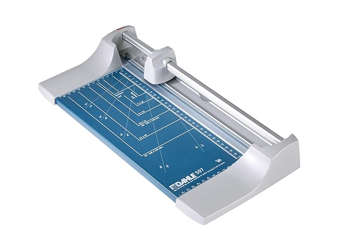 Dahle 507 Roll- und Schnitt-Schneidemaschine (Papierschneidemaschine mit einer Schnittlänge von 320 mm, bis zu DIN A4), blau