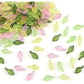 1200 Pcs Acrylic Leaf Charms Transparent Tree Leaves Charms Cute Glass Beads for Jewelry Making Acrylic Leaves Pendants with Hole for DIY Craft Jewelry Making Earring Necklace Bracelet