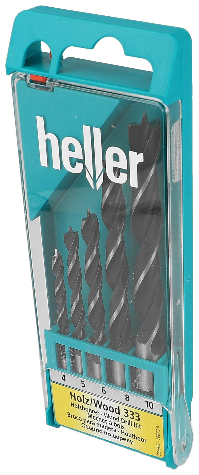 Heller Tools 333 CV Brad Point Bit, Proven Classic for Drilling Solutions in Any Type of Wood, CYL, Set 5-pcs. Ø 4/5/6/8/10 mm
