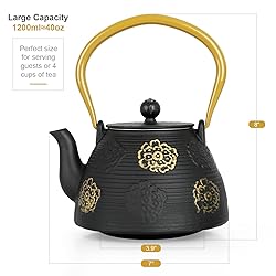 Ufine Cast Iron Teapot with Infuser for Loose Leaf
