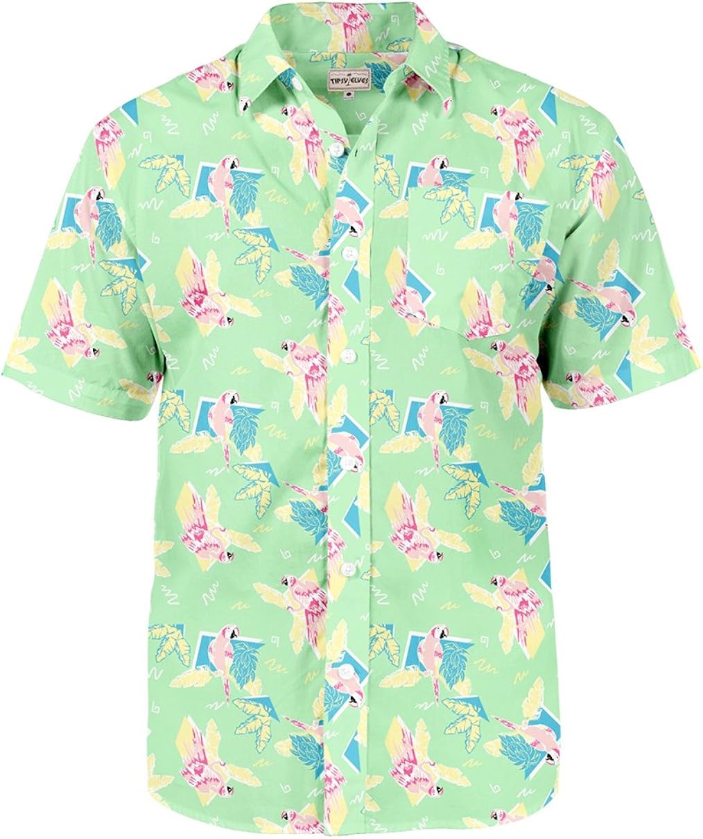 Men's Tropical Aloha Hawaiian Shirts - Summer Light Weight Button Down Shirts