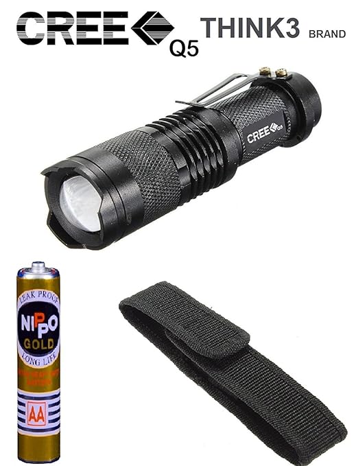 Factory Direct CREE Q5 3 LED Modes 360LM Ultra-Bright Zoom Pocket Flashlight Focus Torch